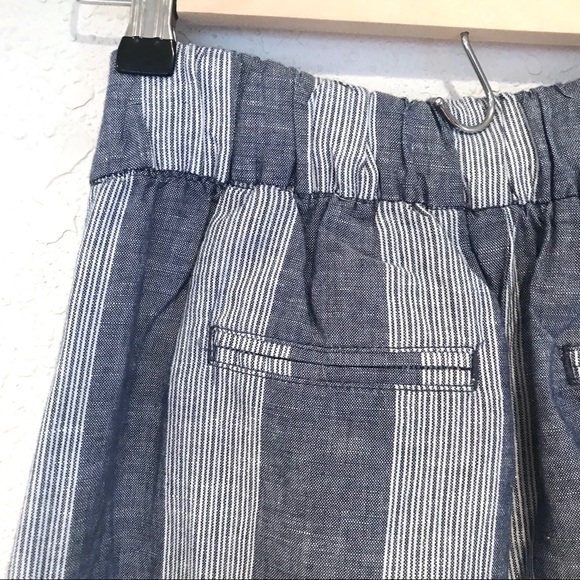 GAP High Rise Wide Leg Crop Pant Linen Blue Stripe - Picture 7 of 8